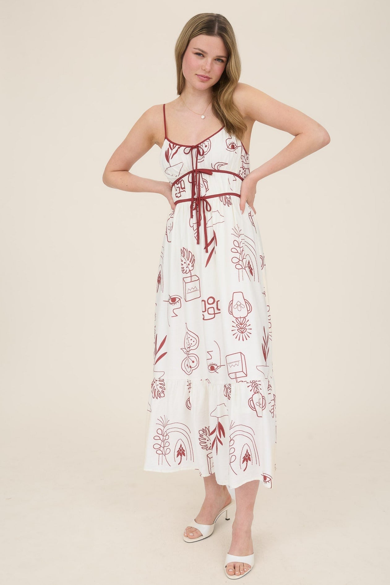 1010 Doodle Print Midi Dress