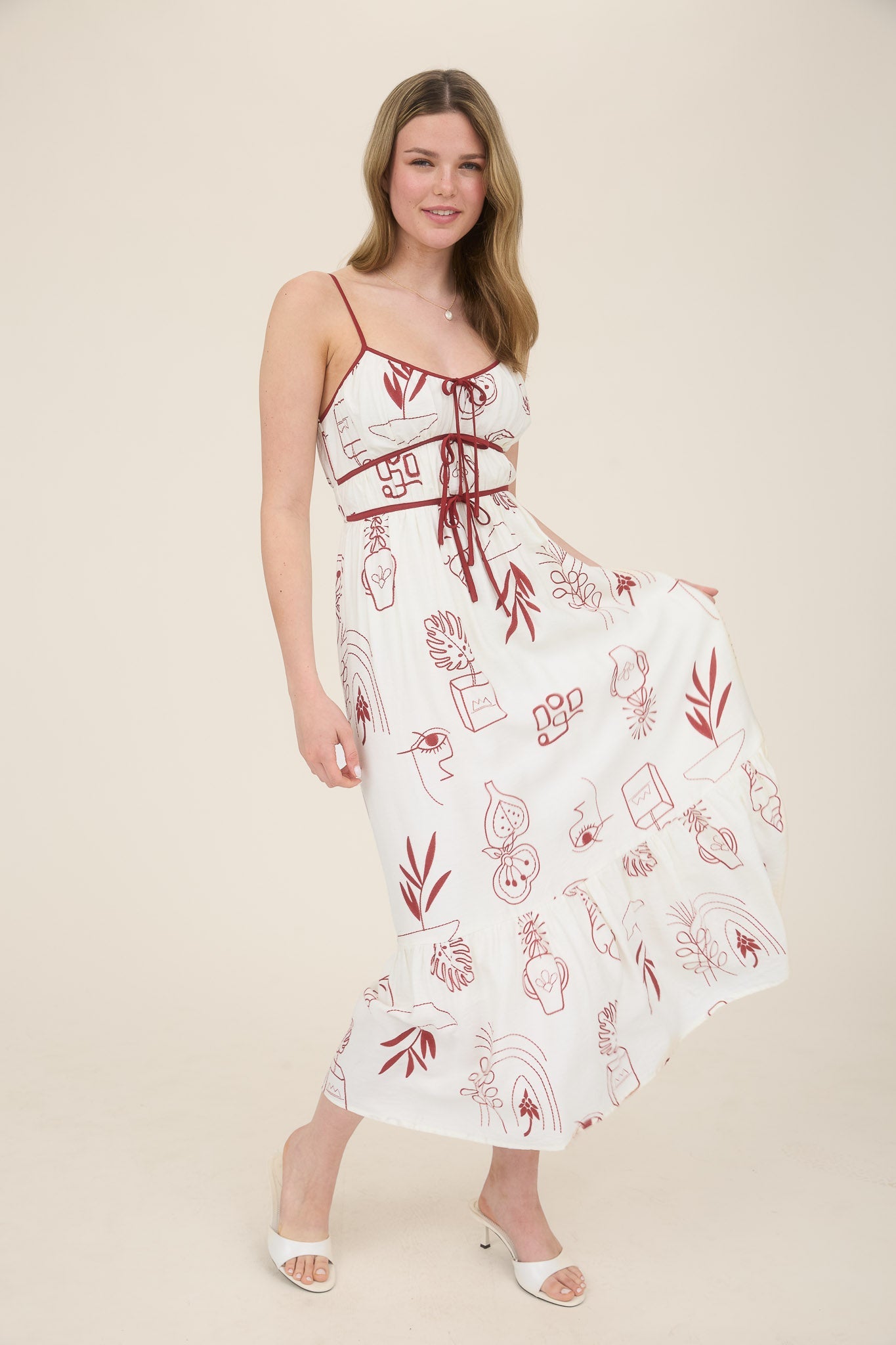 1010 Doodle Print Midi Dress