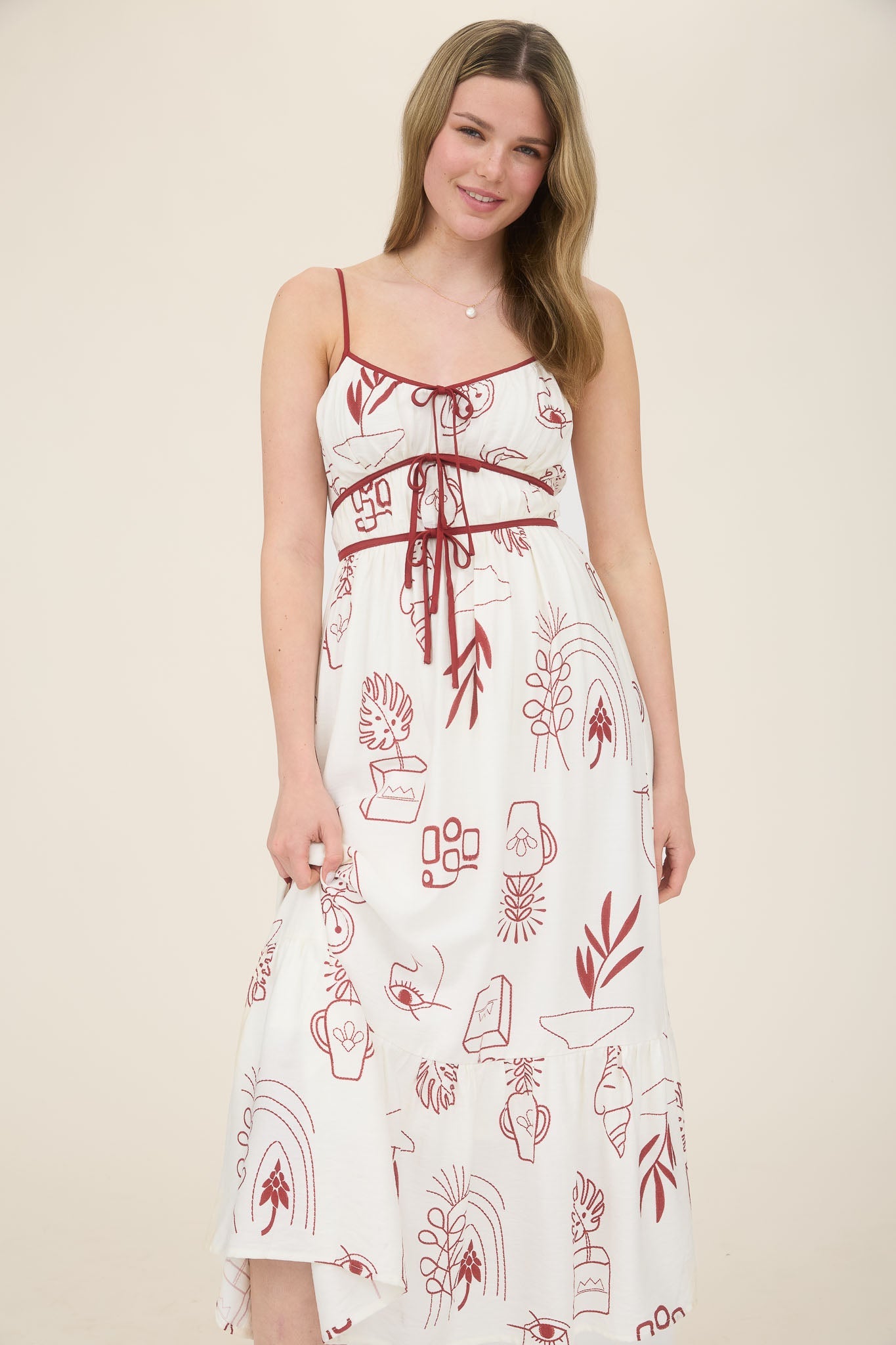 1010 Doodle Print Midi Dress