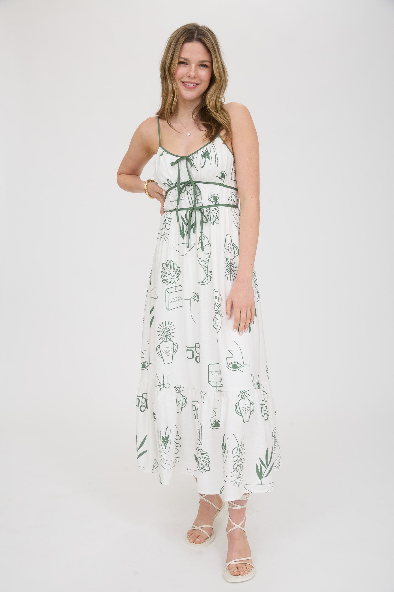 1010 Doodle Print Midi Dress