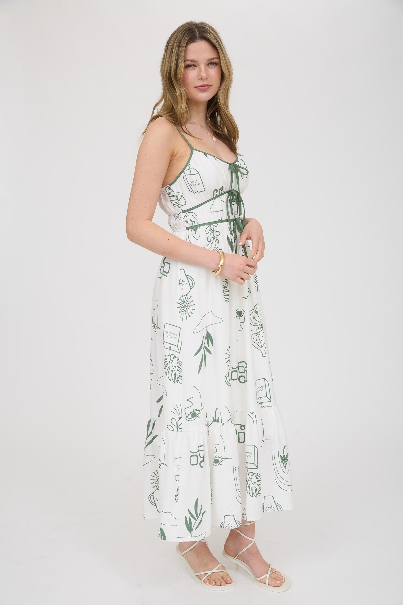 1010 Doodle Print Midi Dress