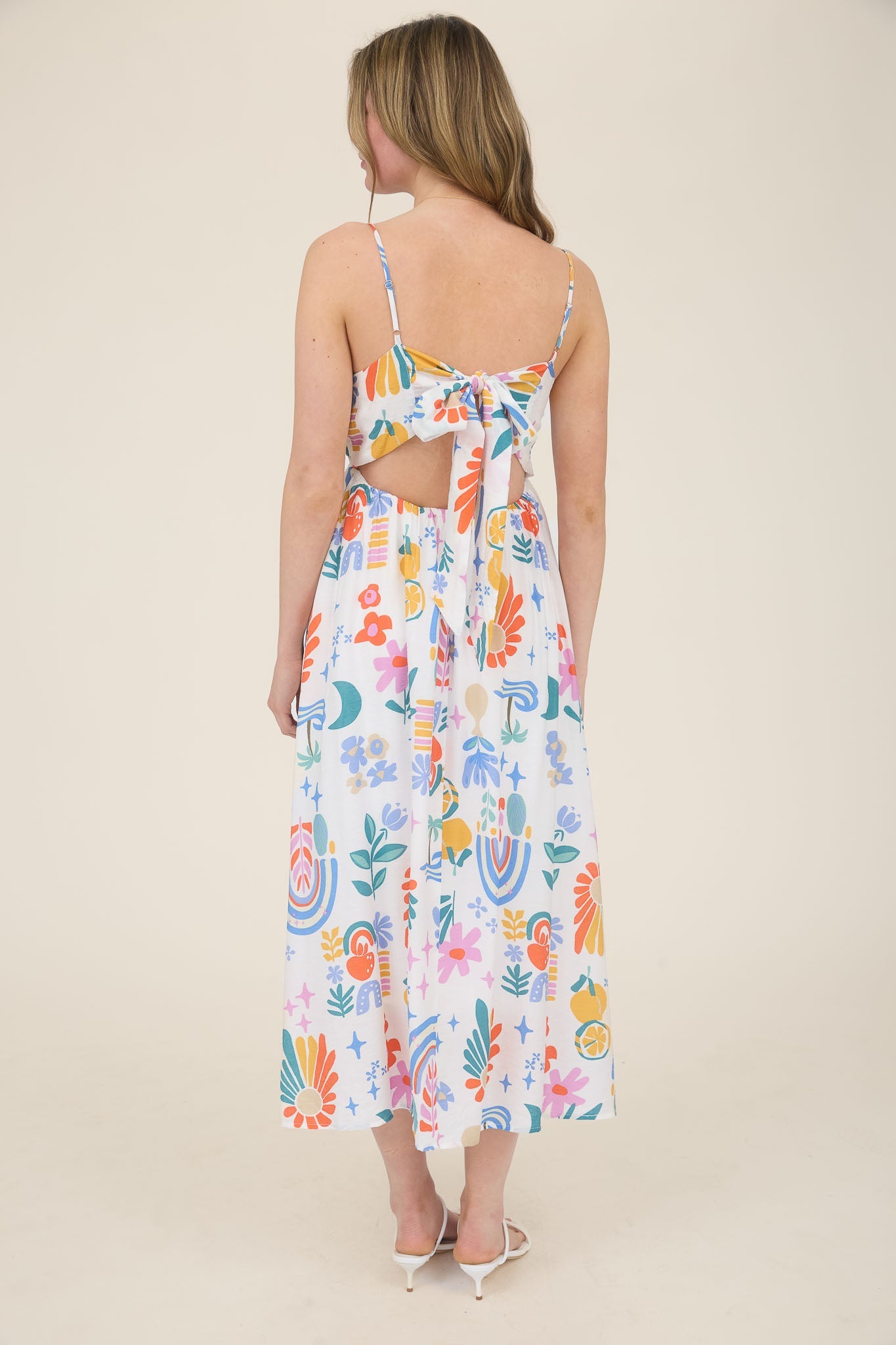 1025 Summer Print Midi Dress