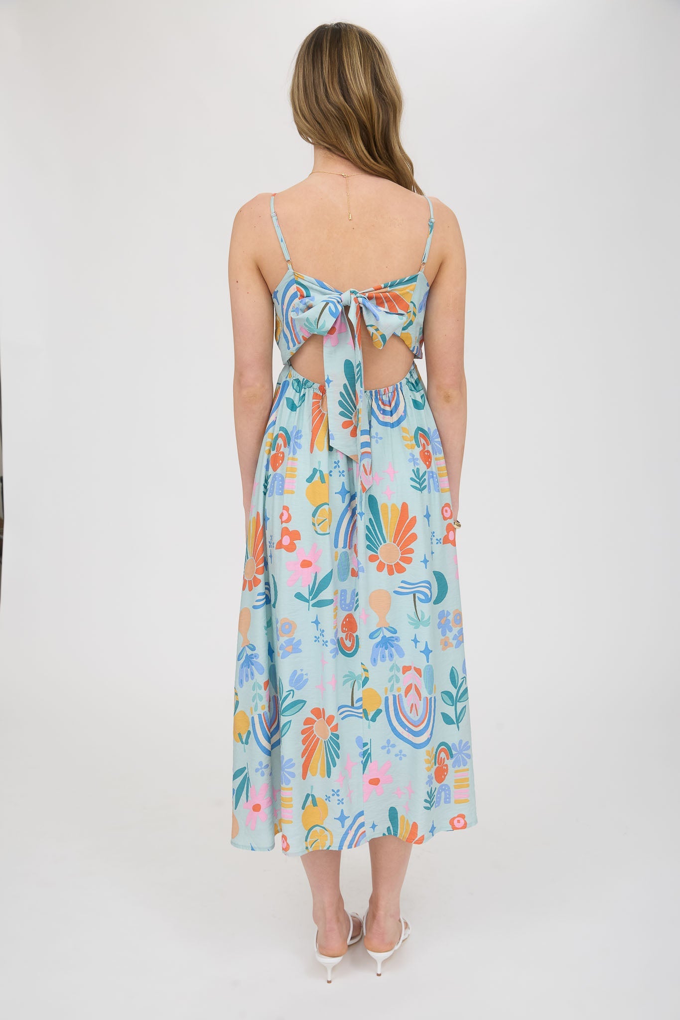 1025 Summer Print Midi Dress