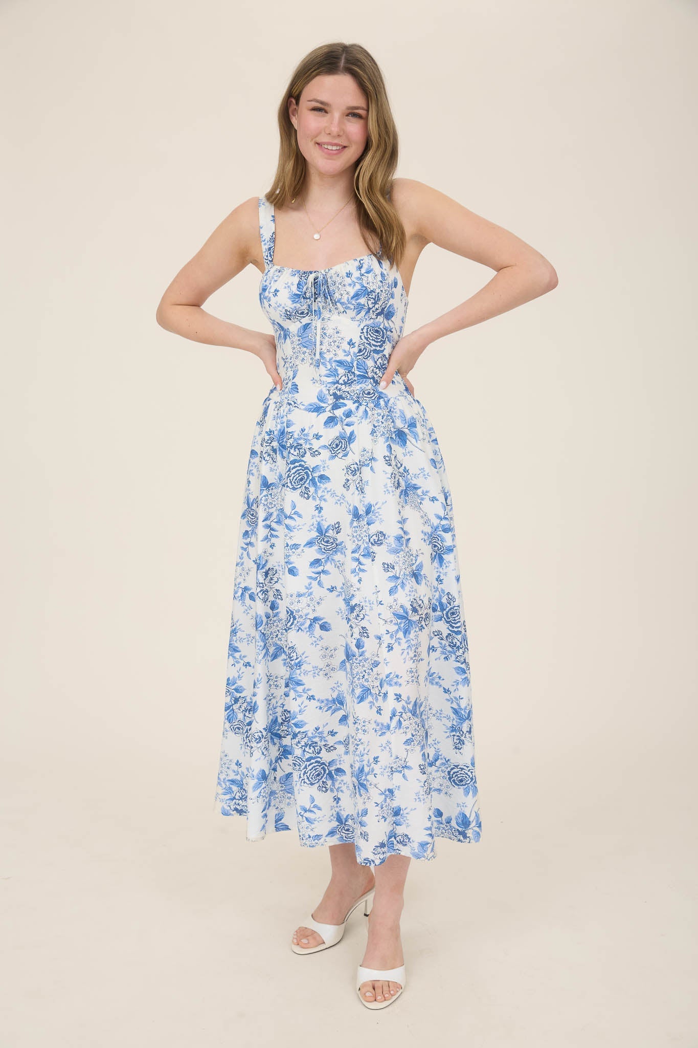 1018 Rose Print Corset Dress