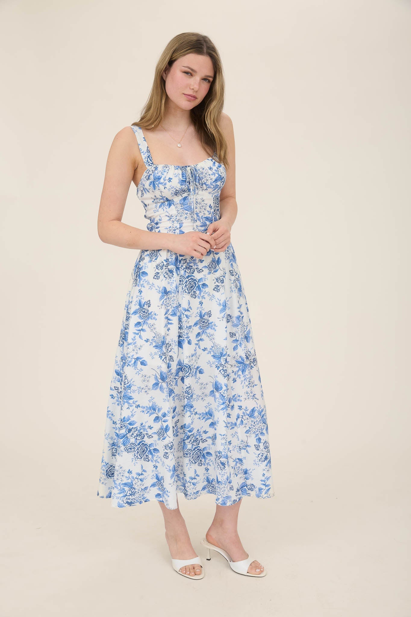 1018 Rose Print Corset Dress