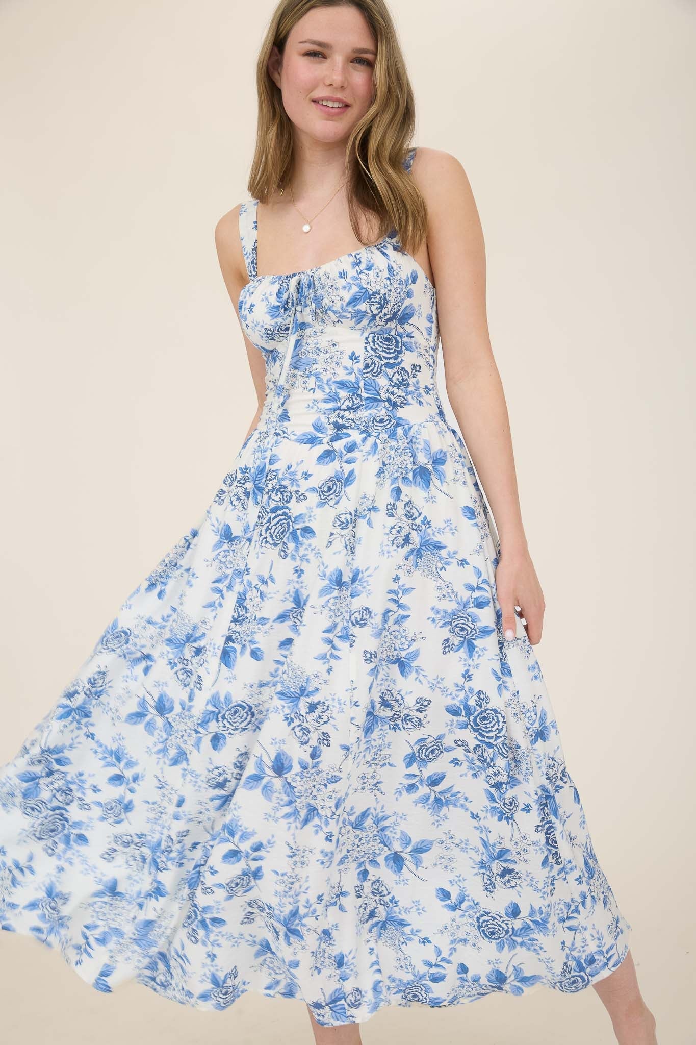 1018 Rose Print Corset Dress