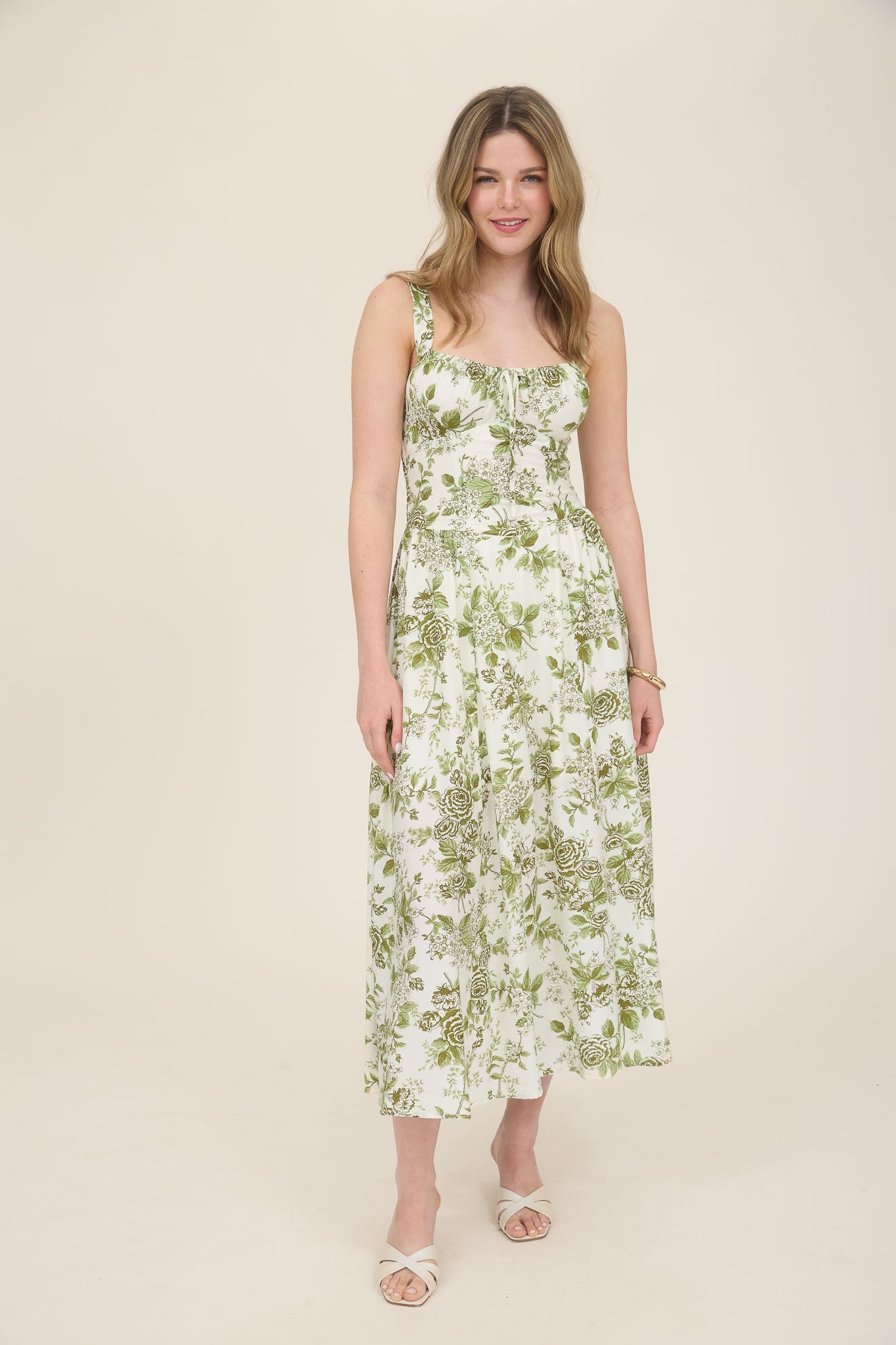 1018 Rose Print Corset Dress