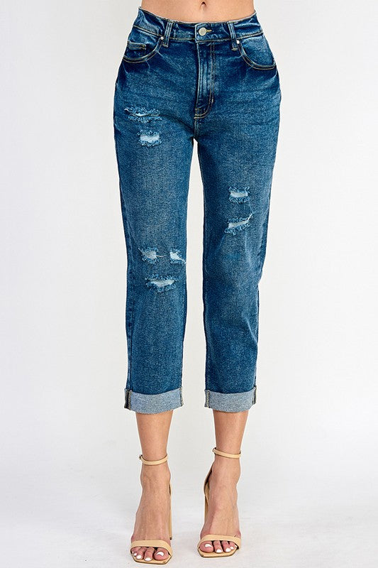 Jean Boyfriend Fee Taille Élastique Jeans Rétro Confortable Et Jean Boyfriend Fee Taille Élastique Jeans Rétro Confortable Et