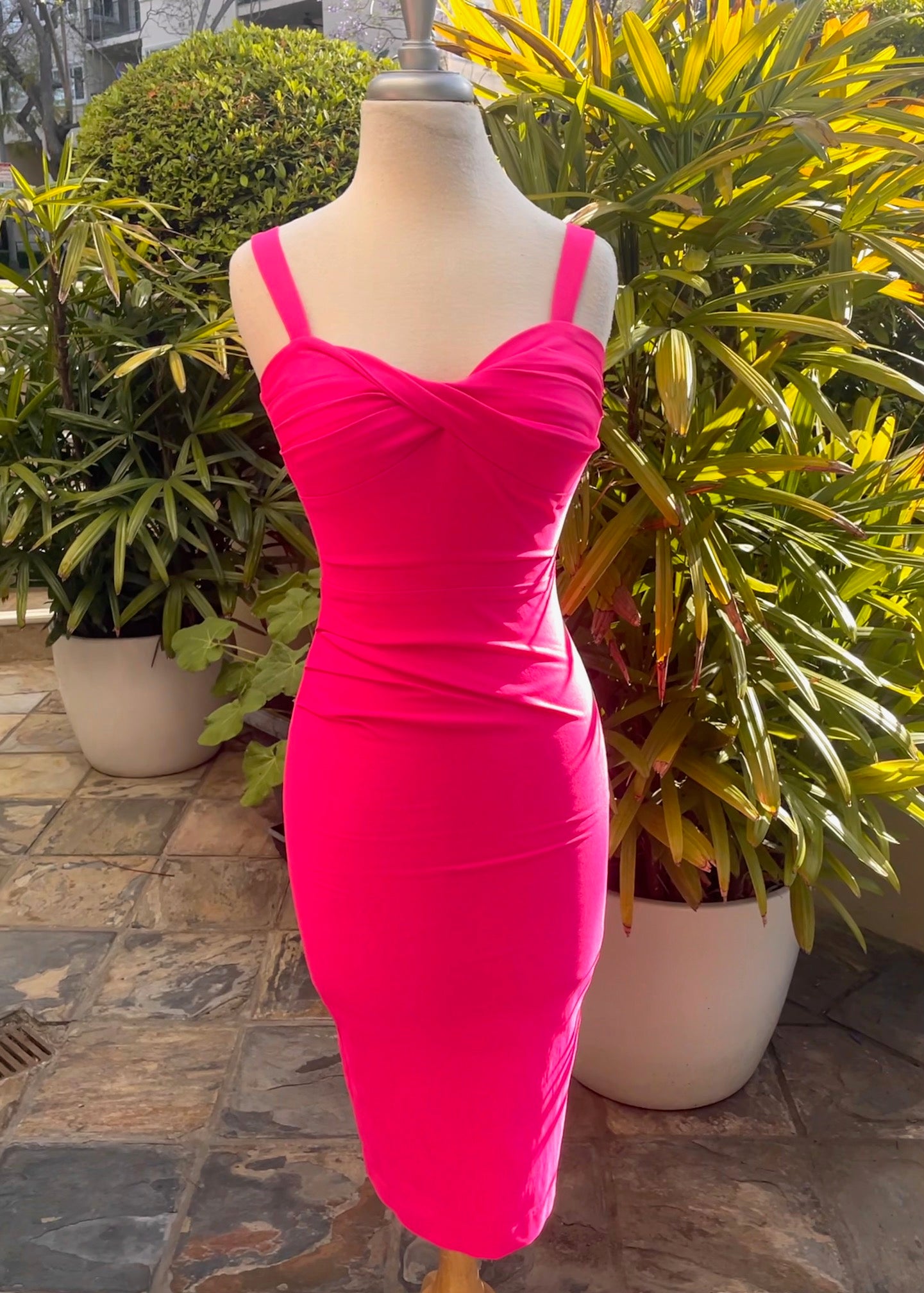Hot Pink Midi Dress