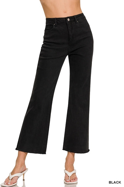 1012 Frayed Hem High Waist Bootcut Denim