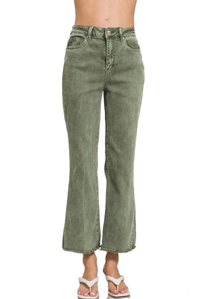 1012 Frayed Hem High Waist Bootcut Denim
