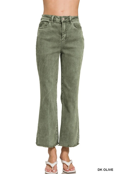 1012 Frayed Hem High Waist Bootcut Denim