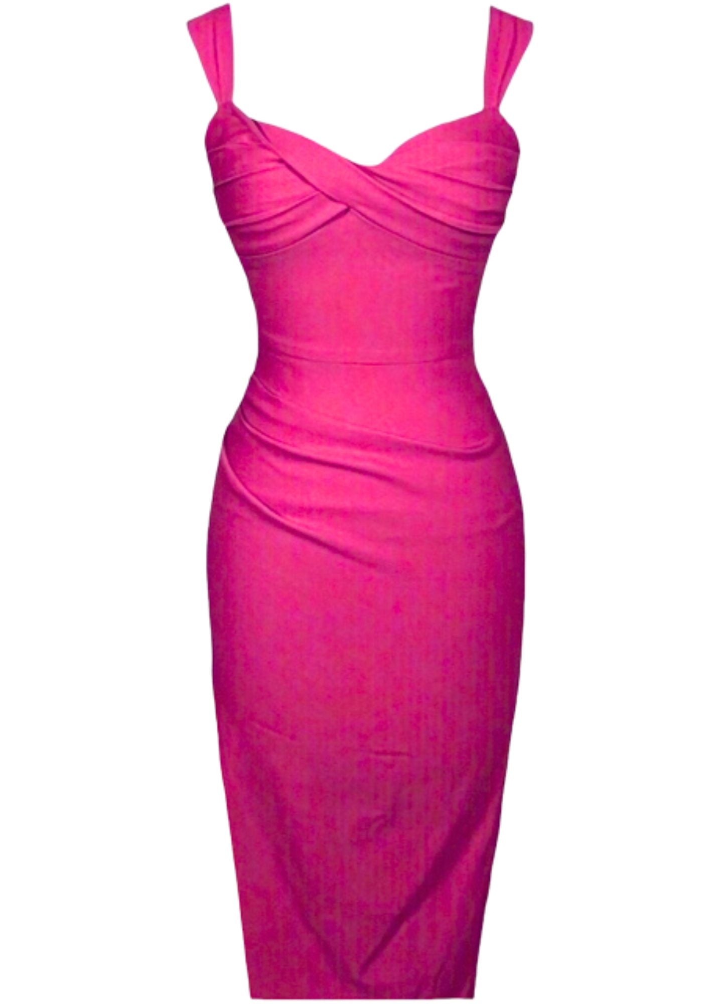 strapless open back dress Hot Pink Midi Dress – RIODECA