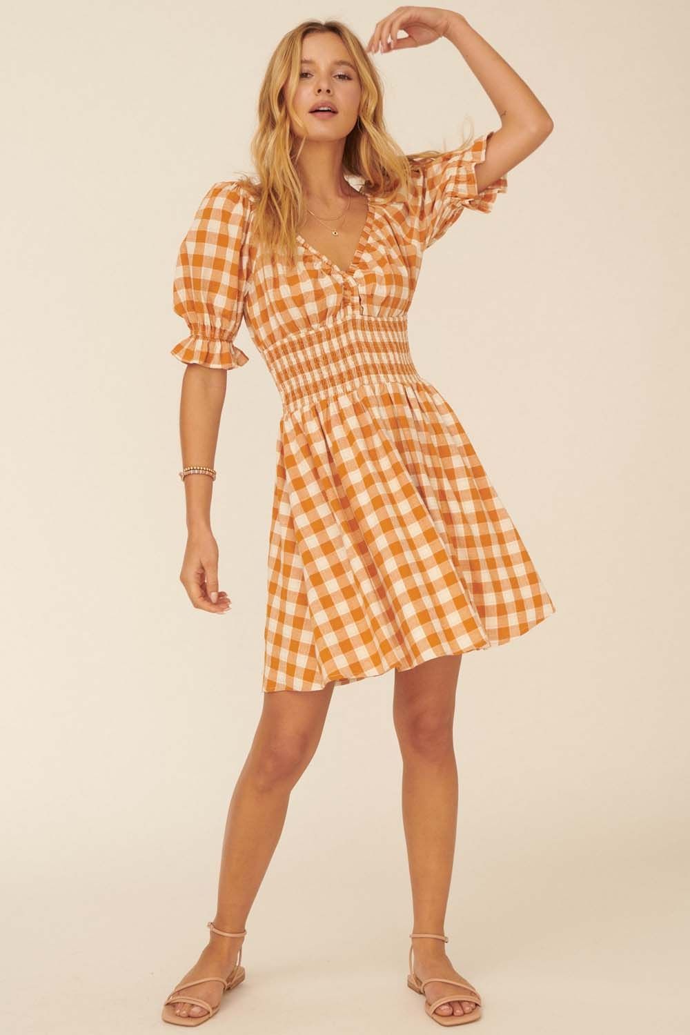 1000 Gingham Print Mini Dress