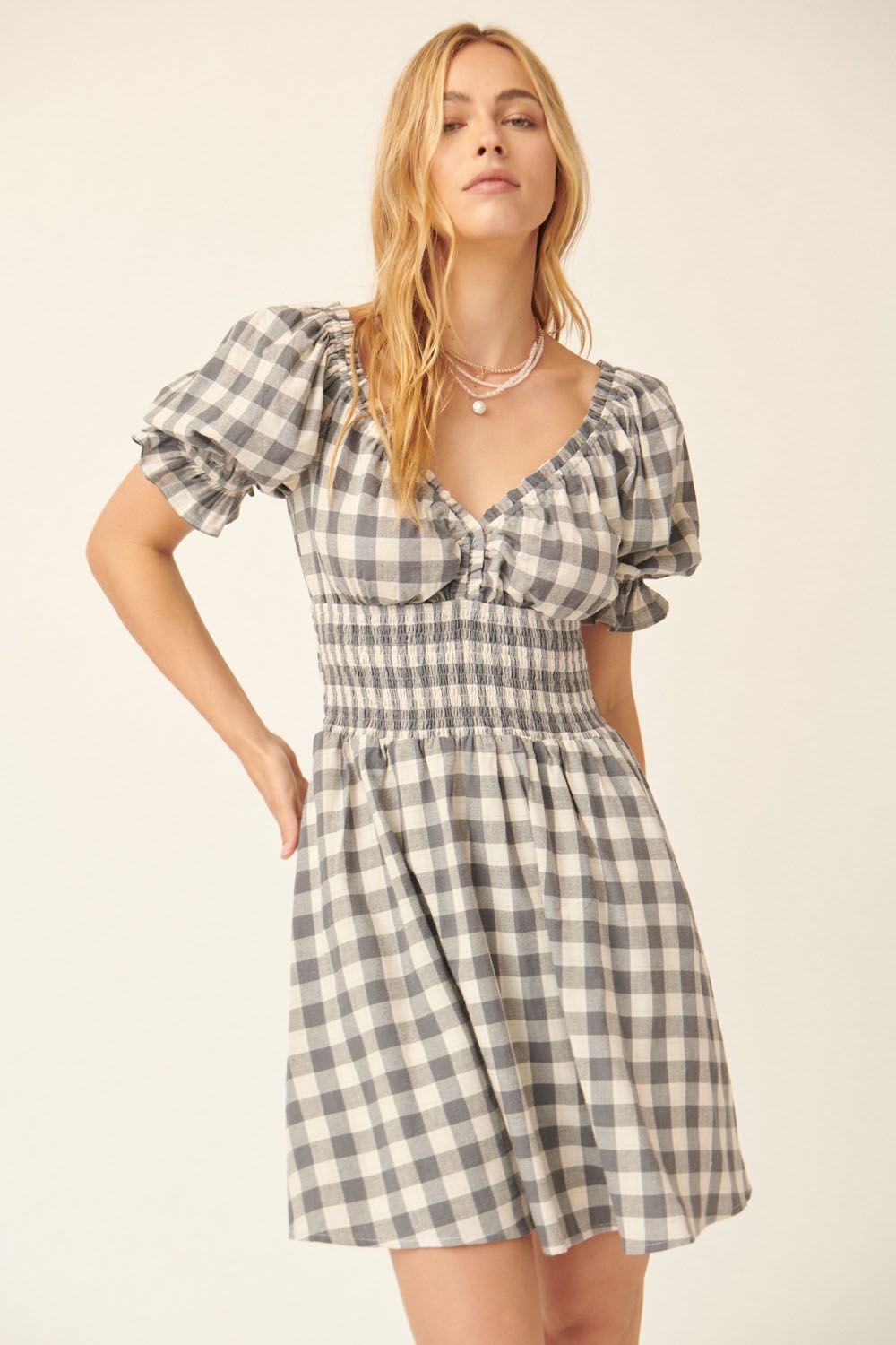 1000 Gingham Print Mini Dress