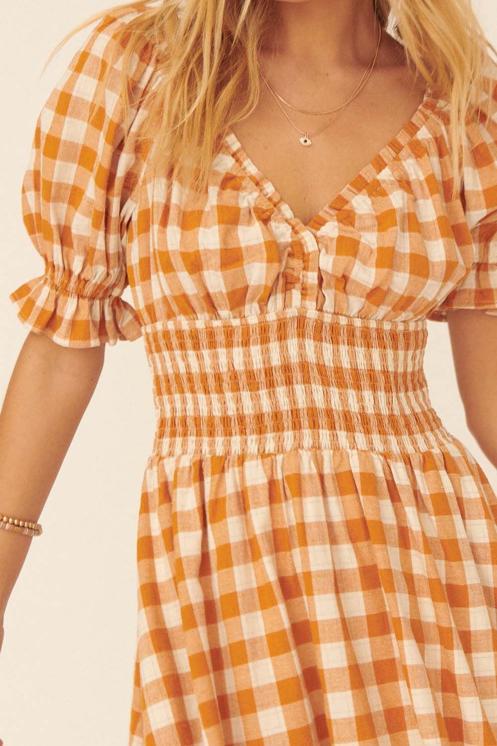 1000 Gingham Print Mini Dress