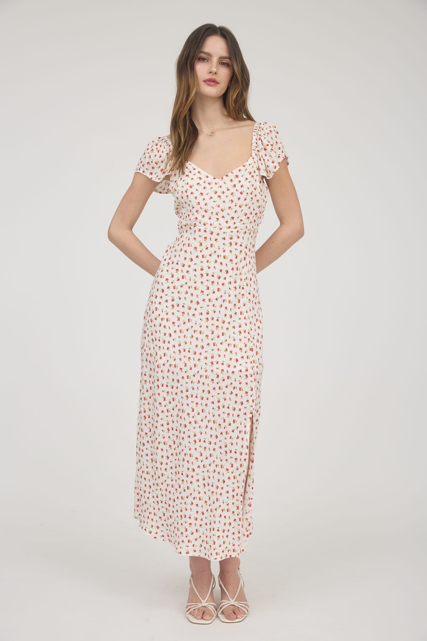 Floral Midi Dress with Side Slit