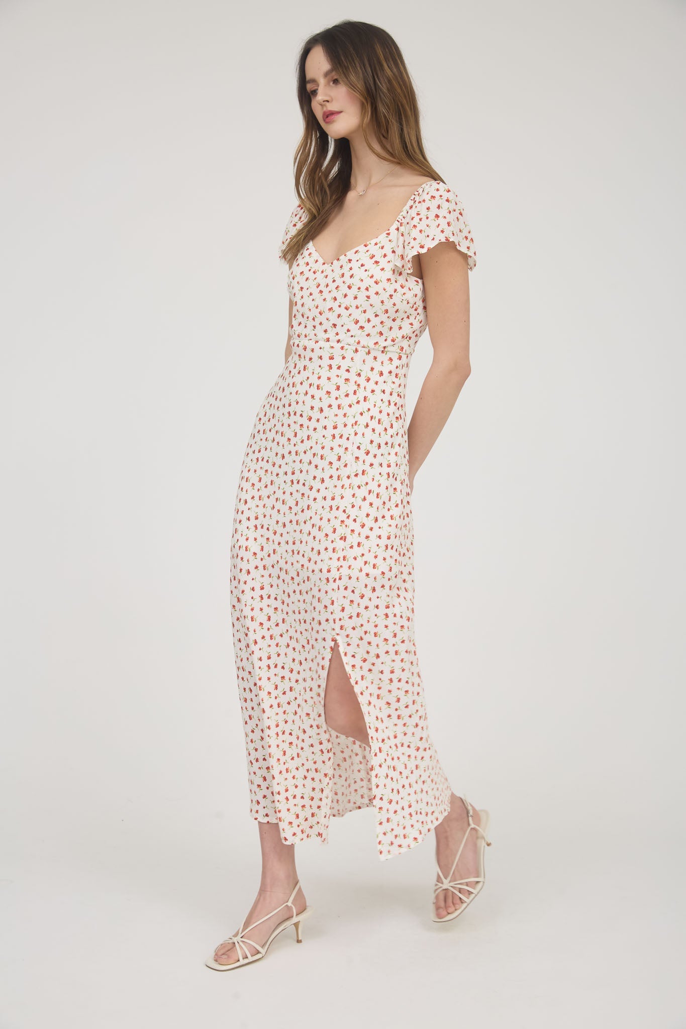 Floral Midi Dress with Side Slit