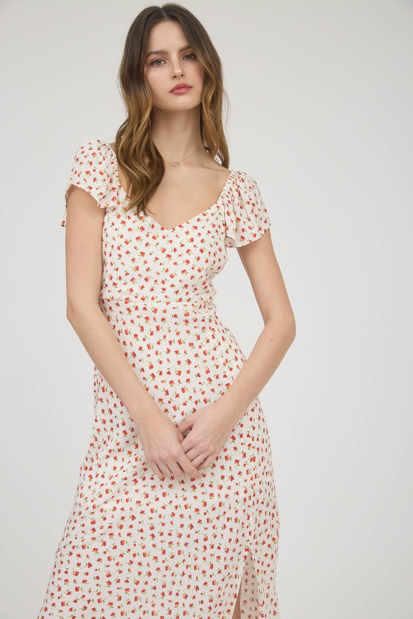 Floral Midi Dress with Side Slit