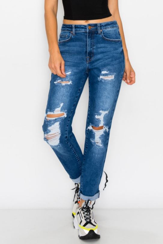Vintage Inspired Cuff Boyfriend Jeans