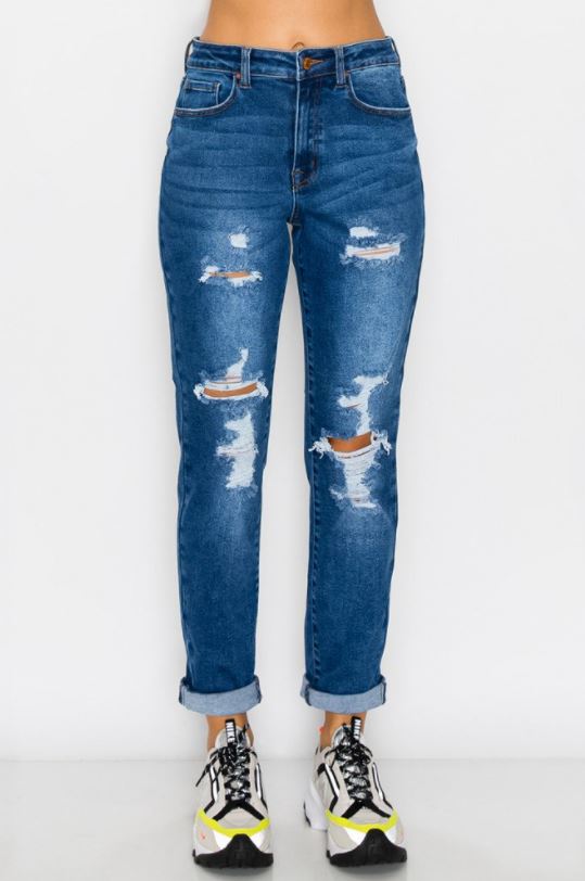 Vintage Inspired Cuff Boyfriend Jeans