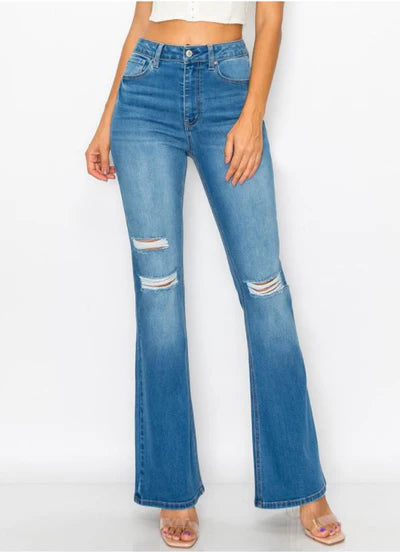 Deconstructed Flared Jeans