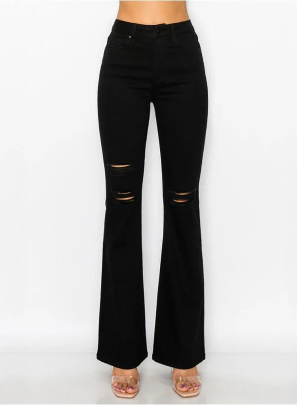 Deconstructed Flared Jeans