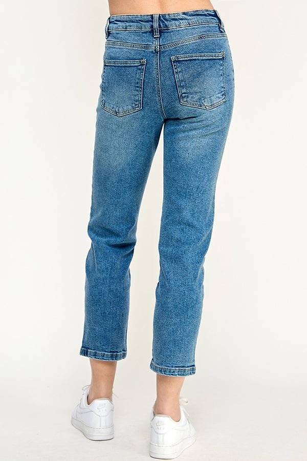 High Rise Straight Ankle Jeans