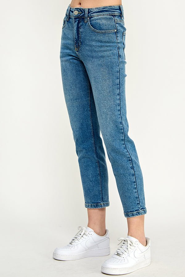 High Rise Straight Ankle Jeans