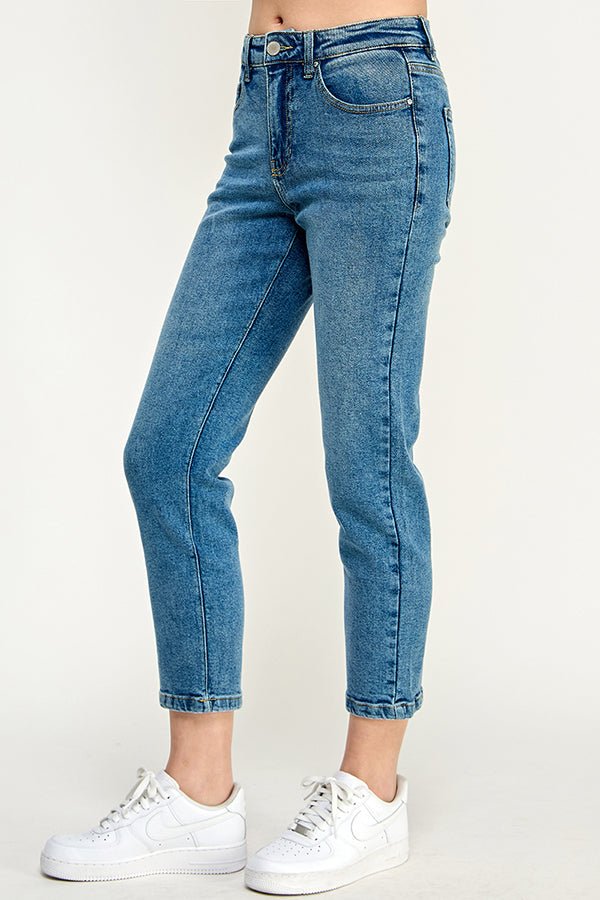 High Rise Straight Ankle Jeans
