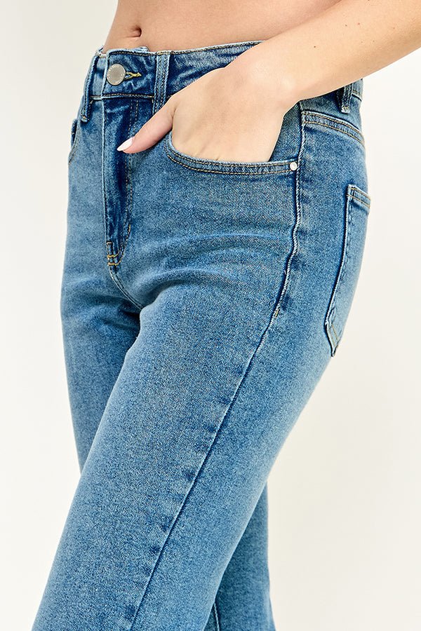 High Rise Straight Ankle Jeans