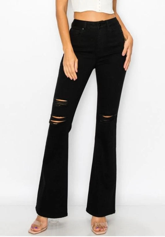 Deconstructed Flared Jeans