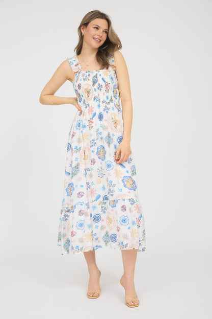 1023 Summer Fruit Print Midi Dress