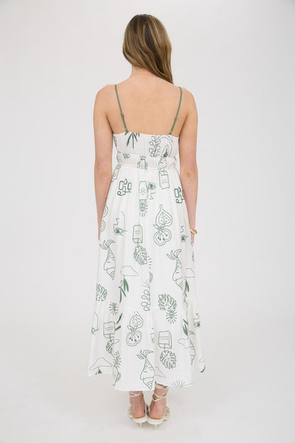 1010 Doodle Print Midi Dress