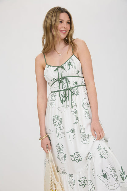 1010 Doodle Print Midi Dress