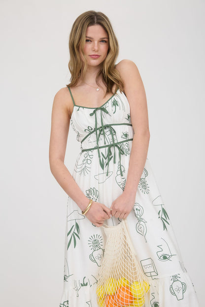 1010 Doodle Print Midi Dress