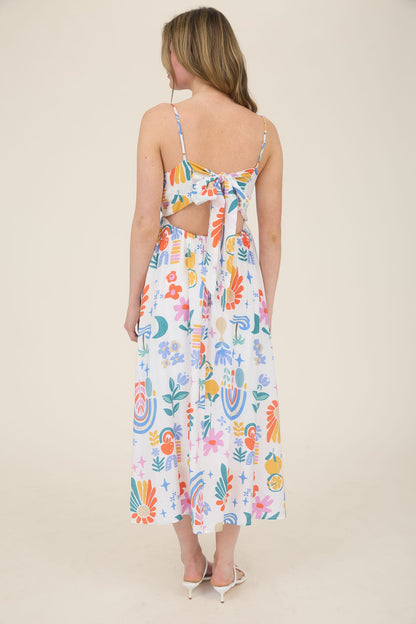 1025 Summer Print Midi Dress