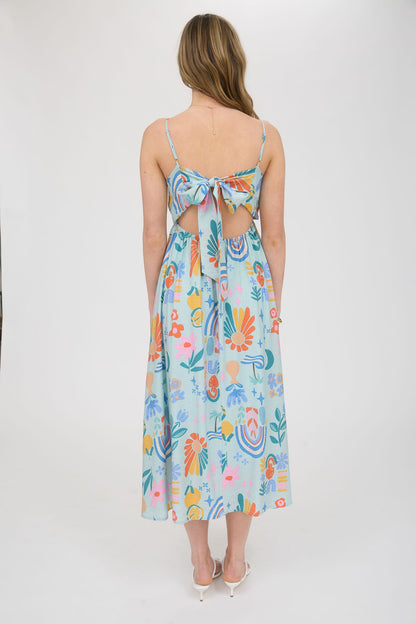 1025 Summer Print Midi Dress
