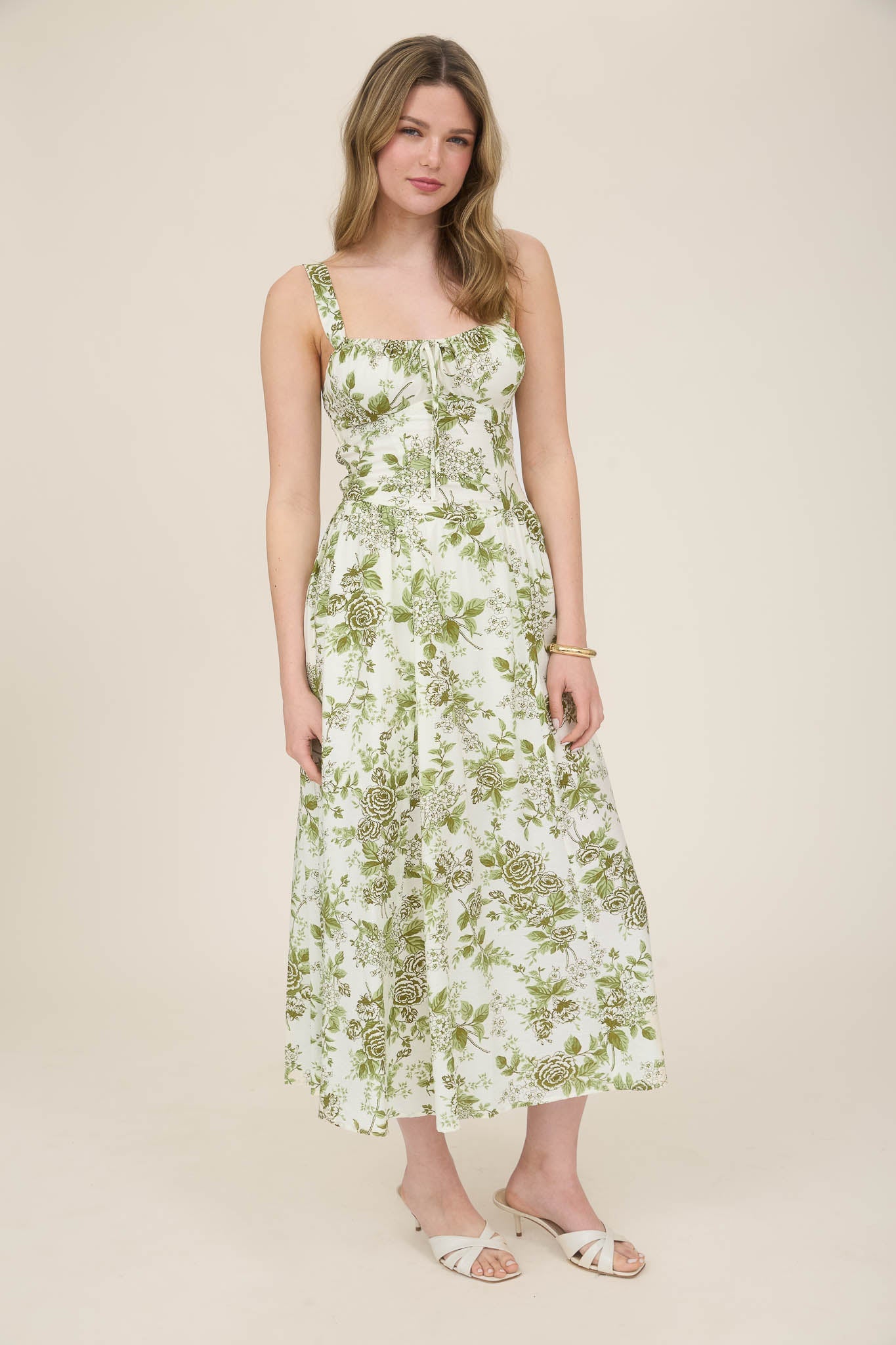 1018 Rose Print Corset Dress
