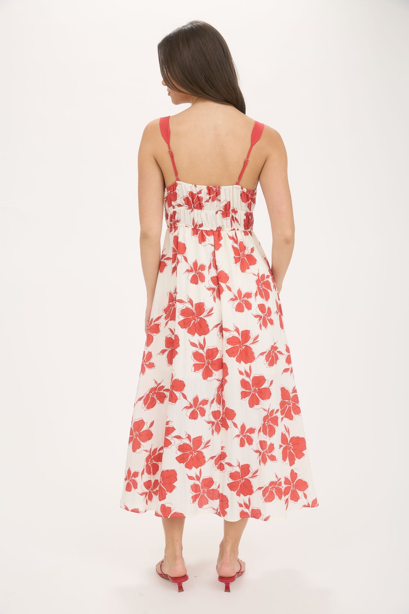 1001 Floral Front Tie Cutout Midi Dress