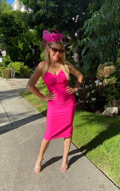 Hot Pink Midi Dress RIODECA Hot Pink Midi Dress RIODECA