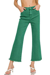 Frayed Hem Bootcut High Waist Jeans