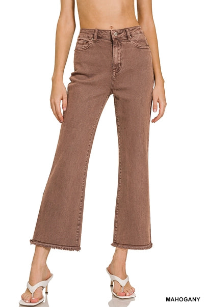 1012 Frayed Hem High Waist Bootcut Denim