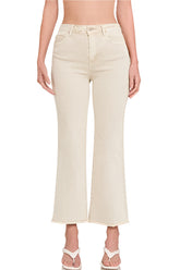 Frayed Hem High Waist Bootcut Denim Jeans
