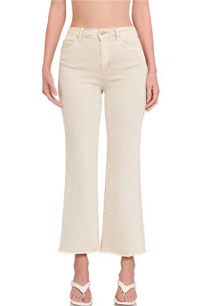 1011 Frayed Hem High Waist Bootcut Denim Jeans