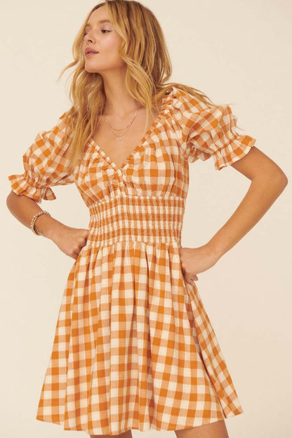 1000 Gingham Print Mini Dress