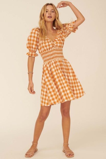 1000 Gingham Print Mini Dress