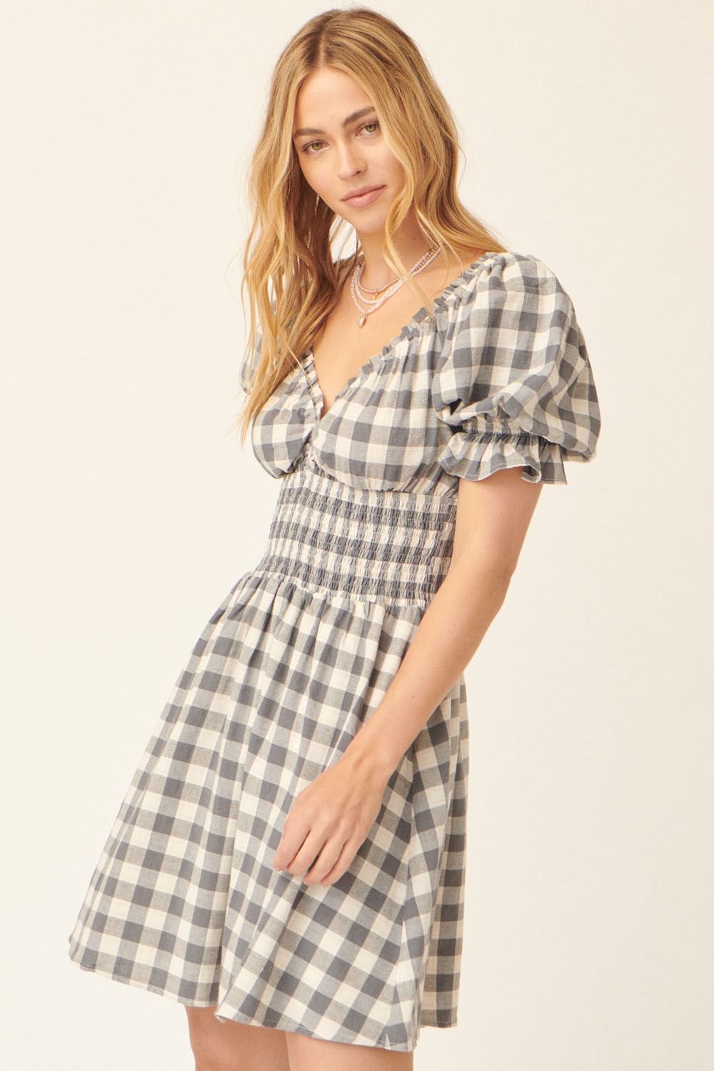 1000 Gingham Print Mini Dress