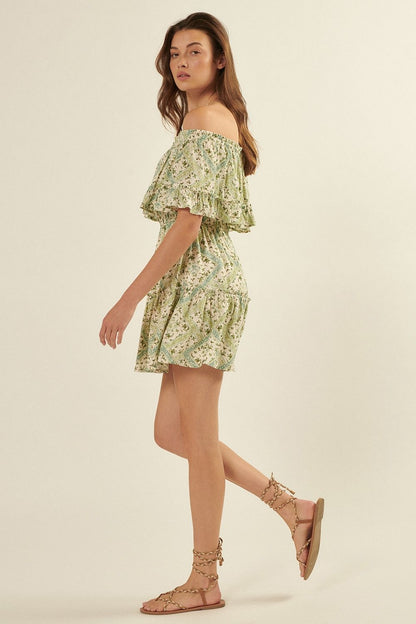 1000 Off the Shoulder Flounce Mini Dress