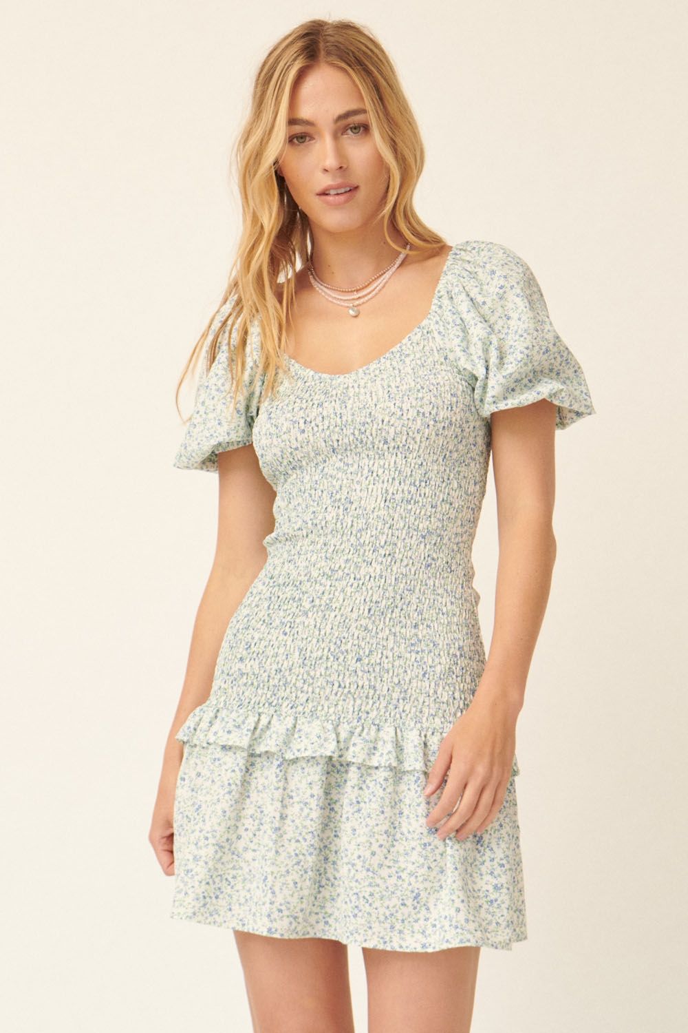 1000 Summer Floral Print Mini Dress